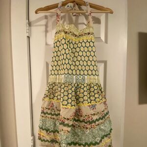 Anthropologie Yellow and Blue Rick Rack Apron